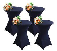 Copritavolo Rotondo, 1/2/4Pezzi Tovaglie Da Bar Tavoli Da Bar Tovaglia, Elasticizzato Con Angoli Quadrati Tovaglia Rotonda Da Cocktail Per Bar,matrimoni,fiere,cocktail Party (4Pcs-60cm,Navy Blue)