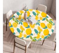 Copritavolo Rotondo Fiore Giallo Limone Tovaglia Rotonda Antimacchia con Elastico Poliestere Lavable per Ristorante Giardino Tovaglia Tonda 60 cm Diametro