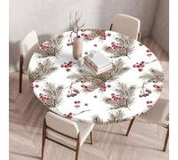 Copritavolo Rotondo Fiore Rosso Tovaglia Rotonda Antimacchia con Elastico Poliestere Lavable per Ristorante Giardino Tovaglia Tonda 140 cm Diametro