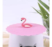 Copritazze in silicone a forma di fenicottero, 12,8 cm, antipolvere e ermetico, a forma di cartone animato, serie rosa, per ragazze e donne, sicuro per la salute