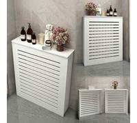 Copritermosifone Bianco con Griglia a Lamelle, Copri Termosifoni Moderni per Soggiorno e Bagno, Organizer Portatile in Legno con Design Schermante(50x60x20cm/20x24x8in)