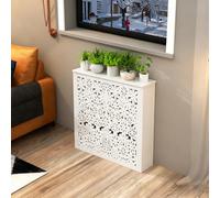 Copritermosifone bianco con ripiano superiore - Mobiletto copri termosifone versatile per l'arredamento della casa, mobiletto copri termosifoni da pavimento con moti A 80×80×20cm/(L31.5×H31.5×D7.9in)