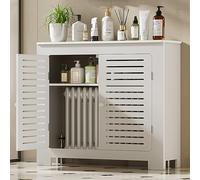 Copritermosifone Bianco Moderno, Mobiletto Decorativo con 2 Ante E Lamelle di Ventilazione, per Riporre Oggetti e Decorazioni, per Casa, Ufficio, Hallway Living Room(90*80*25cm/35.5*31.5*10in)