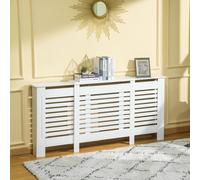 Copritermosifone con Larghezza Regolabile e Mensola Superiore, Copri Termosifone Moderno con Antiribaltamento, in MDF e Legno per Soggiorno, Corrioio e Ufficio, 140-202x19x82.5 cm, Bianco