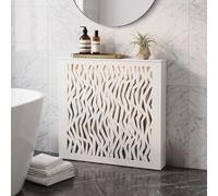 Copritermosifone con Mensola Bianco, Copriradiatore Impermeabile per Bagno | Moderno Copri Termosifone in Legno Plastica, Copertura del Radiatore Nasconde Tubi e Collettore(L90cm*H90cm*W20cm)