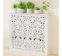 Copritermosifone con Motivo Floreale, Copri Termosifone Moderno in PVC, Mobiletto Riscaldante Laterale for Nascondere Tubi Disordinati, Design Ritagliato(100x80x15cm/39x31x6in)