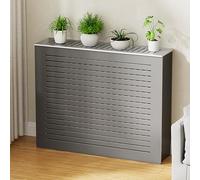 Copritermosifone Grigia con Griglia a Lamelle per Radiatore Collettore di Riscaldamento a Pavimento Copri Termosifone Moderno Domestico Facile da Installare(80x80x25cm/31x31x10in)