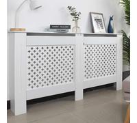 Copritermosifone in Legno MDF 152x19x82cm Copertura Radiatore Calorifero Bianco