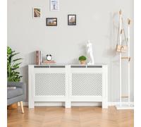 Copritermosifone in Legno MDF, Copri per Termosifone Moderna con Ripiano Superiore e Antiribaltamento per Casa e Ufficio, 151,5x82x19 cm, Bianco