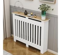 Copritermosifone Moderno a Doghe Orizzontali, Copri Termosifoni, Mobiletto Laterale for Copri Termosifone, Nascondi Tubi Ingombri, Struttura in Legno-plastica(100x90x20cm/39.4x35.4x7.9in)