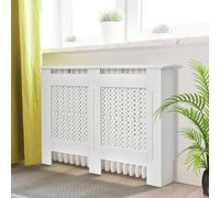 Copritermosifone Moderno a Griglia in MDF, Copertura Termosifone Design a Doghe per Casa e Ufficio, 111.5x82x19 cm, Bianco Descrizione:Questo copritermosifone HOMCOM ?facile da montare e costituisce u