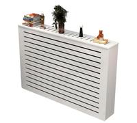 Copritermosifone stile arredo, struttura PVC effetto legno, pannelli a doghe decorative, mobile copritermosifone per soggiorno corridoio ingresso, integrazione con mobili moderni(80x80x25 cm)