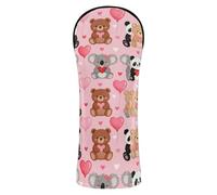 Copritesta da golf con etichette numerate per boschi e conducenti Fairway Hybrid Blush Animal Heart Teddy Bear Panda