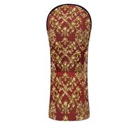 Copritesta impermeabile per mazza da golf, con targhetta numerica, progettata per adattarsi a tutti i legni e conducenti, sfondo rosso, ornato oro