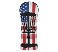 Copritesta impermeabile per mazze da golf, con etichette intercambiabili n. per fairway in legno ibrido, bandiera patriottica, disco nero