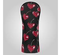 Copritesta per mazza da golf a forma di cuore rosso ciliegia in pelle di alta qualità con etichette intercambiabili n. per conducente/fairway/ibrido