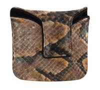 Copritesta per mazza da golf a scatto magnetico, per mazze e mazze quadrate in pelle PU marrone, pitone, pelle di serpente, motivo senza cuciture, motivo a squame di rettili, tonalità naturale della