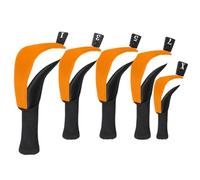 Copritesta per mazza da golf - Copritsta per mazza a collo lungo da 5 pezzi, Copricapo ibrido per golf a collo lungo, Coperture protettive antipolvere | Copritesta ibrido traspirante con etichette