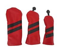 Copritesta per mazza da golf Custodia per copritesta ibrida per fairway in legno PU in pelle PU con etichetta numerica girevole Protezione per mazza da golf per sport all'aria (Rossa)