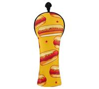 Copritesta per mazze da golf, carini hot dog, gialli, con etichette numeriche, per conducenti in legno ibrido, donne e uomini, in pelle PU