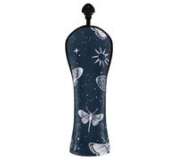 Copritesta per mazze da golf con falene e farfalle, colore blu navy, con etichette intercambiabili, per conducenti in legno ibrido, uomini e donne, pelle PU