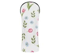 Copritesta per mazze da golf con grazioso fiore blu rosa tulipano con etichette intercambiabili, per driver ibridi, in legno, uomini e donne, pelle PU