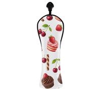 Copritesta per mazze da golf con simpatici cupcake alla fragola, per driver ibridi in legno, unisex, in pelle PU con etichette numerate