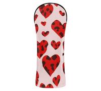 Copritesta per mazze da golf in pelle di alta qualità con stampa leopardata con cuore rosso e targhetta numerica, per boschi e conducenti, regali da golf ibridi per uomini e conducenti