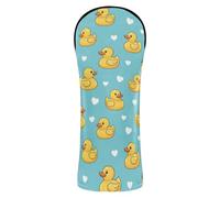 Copritesta per mazze da golf, in pelle di alta qualità, impermeabile, con targhetta intercambiabile, progettata per adattarsi a tutti i legni e conducenti, sfondo azzurro, fiore viola