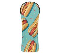 Copritesta per mazze da golf, motivo hot dog verde, per driver ibrido, in legno, per uomini e donne, in pelle PU con etichette intercambiabili