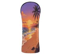 Copritesta per mazze da golf, palme tropicali, paradiso, oceano, accessori in pelle di alta qualità con etichette numeriche, accessori per carrello da