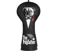 Copritesta per mazze da golf per driver 460CC DR #1 chiusura elastica nero scuro e bianco PU pelle design The PugFather