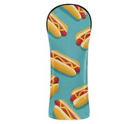 Copritesta per mazze da golf per driver in legno ibrido carino hot dog blu in pelle PU coperture per mazze da golf con etichette numeriche per donne e uomini