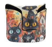 Copritesta per putter da golf, con chiusura magnetica, per la maggior parte delle marche, impermeabile, in pelle PU, strega, Halloween, gatto nero, Halloween, scheletro spettrale, fantasmi_3