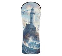 Copritesta singola per mazze da golf a tema oceano faro veliero veliero in pelle PU impermeabile per Fairway Woods Driver ibridi