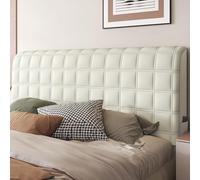 Copritestata Letto Copertura/Copri Testiere Letto Matrimoniale/Singolo/una Piazza E Mezza Imbottito Colore Tortora,Velluto Elasticizzato Morbido Tessuto Universale ( Color : Beige white-1 , Size : 190