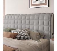 Copritestata Letto Copertura/Copri Testiere Letto Matrimoniale/Singolo/una Piazza E Mezza Imbottito Colore Tortora,Velluto Elasticizzato Morbido Tessuto Universale ( Color : Grey-3 , Size : 140cm(55.1