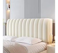 Copritestata letto in velluto e peluche, copritestata letto imbottito super morbido e corto, coprischienale antipolvere for l'arredamento della camera da letto(Beige,210cm)