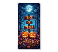 Copritorta decorativa con zucche, cartello natalizio spettrale, per Halloween, arancione, con corda, striscione per porta d'ingresso, decorazione per la casa, per portico, patio, porta, feste, 91 x