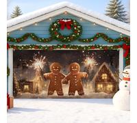 Copritorta di pan di zenzero per garage, 2,1 x 4,9 m, decorazione divertente per interni ed esterni, decorazione per feste di Natale, 400 x 180 cm