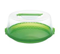 Cosmoplast Piatto per torta trasportabile Oasi 28 cm Plastica trasparente/blu per microonde