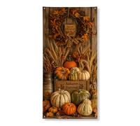 Copritorte decorative con zucche, ghirlanda rustica autunnale con grano arancione con corda per porta d'ingresso, decorazione per la casa, per portico, porta, parete, interni ed esterni, 91 x 182 cm