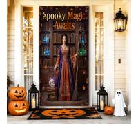 Copritorte decorative con zucche, mistici libri autunnali, bacchetta magica viola di Halloween con corda per porta d'ingresso, decorazione per la casa, per portico, ingresso, interni ed esterni, feste