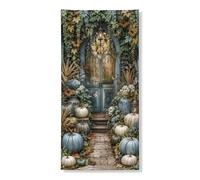 Copritorte decorative per porte, autunnali, rustiche, con foglie verdi autunnali, con corda da appendere, decorazione per la casa, per porte, pareti, portico, feste, 91 x 182 cm