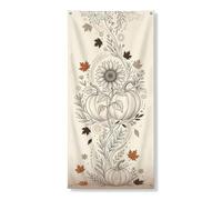 Copritorte decorative per porte con zucche, rustico, stagionale, con foglie di girasole autunnali, beige, con corda per porta d'ingresso, decorazione per la casa, per porte, pareti, portico, feste, 91