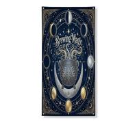 Copritorte decorativo per porta, mistico, gotico, luna, stelle, Halloween, blu navy, con corda da appendere, decorazione per la casa, per portico, porta, interni ed esterni, feste, 91 x 182 cm