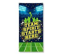 Copritorte grafica per porte con citazione dello stadio della squadra di | tema campionato di calcio, sfondo porta d'ingresso, silhouette tifosi tifosi, design dinamico coriandoli