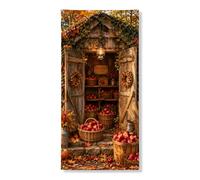 Copritorte per porte decorative, rustiche autunnali, lanterna autunnale rossa con corda per porta d'ingresso, decorazione per la casa, per portico, porta, parete, interni ed esterni, 91 x 182 cm