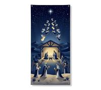 Copritorte religiosa a tema religioso, 91 x 182 cm | Angeli, striscione per porta d'ingresso, saggi, stella, paesaggio desertico, tema religioso, decorazione stagionale per