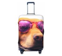 Coprivaligia ad alta elasticità con stampa di due cani che indossano occhiali da sole, coprivaligia da viaggio universale antigraffio per uomini e donne.